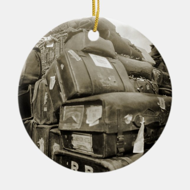 REISENSPIELTEAMSTER WAGON SUITCASE DER 1890er Jahr Keramik Ornament (Vorne)