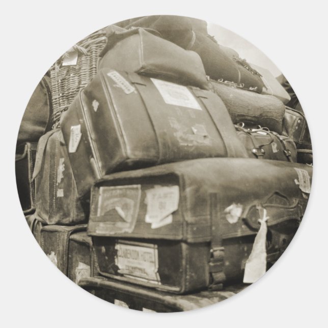 REISENSPIELTEAMSTER WAGON SUITCASE DER 1890er Jahr Runder Aufkleber (Vorderseite)