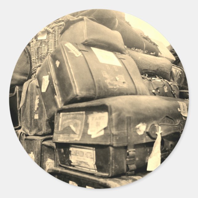 REISENSPIELTEAMSTER WAGON SUITCASE DER 1890er Jahr Runder Aufkleber (Vorderseite)