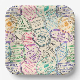 Reisepapierteller, Reisepass-Stempel-Party Pappteller