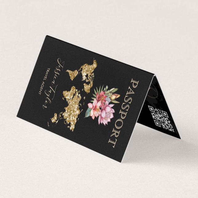 Reisepass Agent Weltkarte Foto einfügen Visitenkarten (Vorderseite)