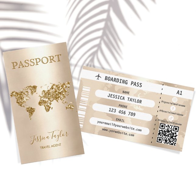 Reisepass Agent World Map Boarding Pass Visitenkarte (Von Creator hochgeladen)