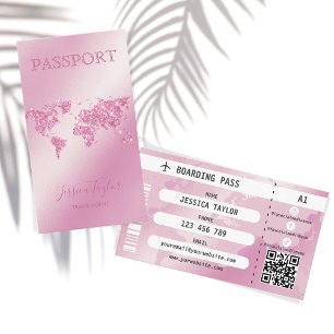 Reisepass Agent World Map Boarding Pass Visitenkarte