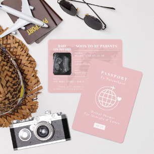 Reisepass bis Parenthood Reisethema Babydusche Einladung
