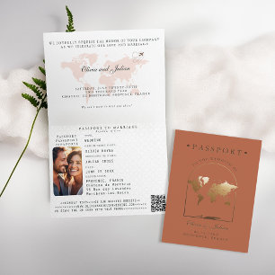 Reisepass Boho Bogen Terrakotta Ziel Hochzeit Einladung