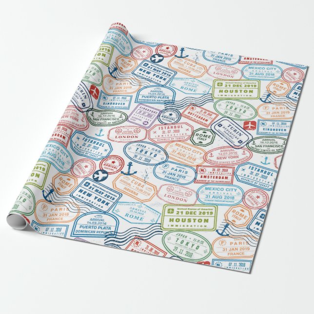 Reisepass Briefmarke Geschenkpapier (Ungerollt)