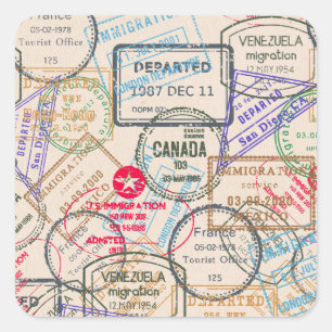 Reisepass-Briefmarke Quadratischer Aufkleber