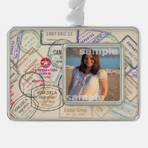 Reisepass-Briefmarke Rahmen-Ornament Silber