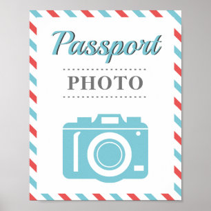 Reisepass-Fotoautomaten Airline Reise Party Blau R Poster