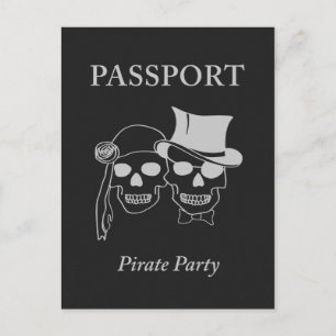 Reisepass für eine Piratenparty Einladungspostkarte