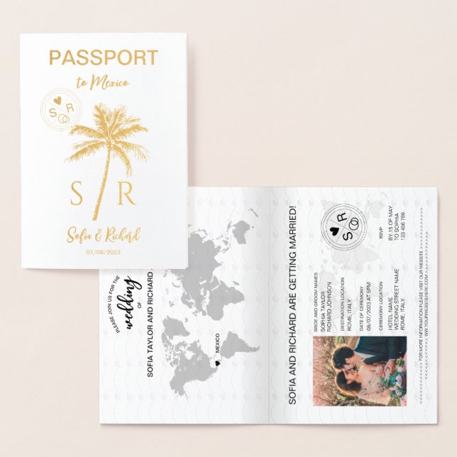 Reisepass für Hochzeiten Mexiko Palm Beach Folienkarte (Anzeige)