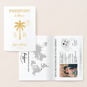 Reisepass für Hochzeiten Mexiko Palm Beach Folienkarte