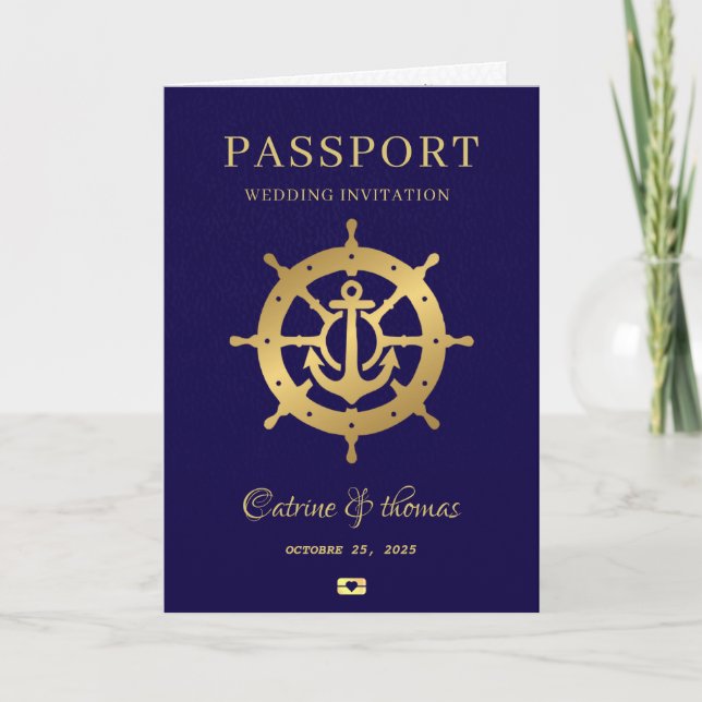 Reisepass Hochzeit Einladung (Vorderseite)