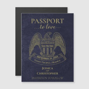 Reisepass-Hochzeit in Urlaubsort Save the Date Magneteinladung
