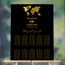 Reisepass Hochzeit Schwarz Gold Sitzplan