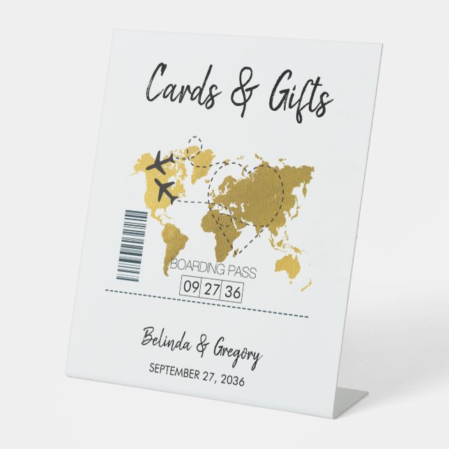 Reisepass Hochzeitkarten & Geschenke für Boarding Sockelschild (Vorderseite)