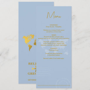 Reisepass Hochzeitswelt Blau Gold Menükarte