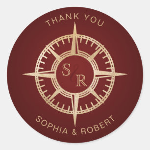 Reisepass Kompass Danke für die Hochzeitsdestinati Runder Aufkleber