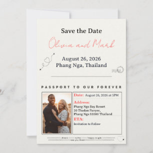 Reisepass Save the Date - Aquamarin & Korallen t Einladung