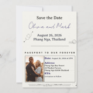 Reisepass Save the Date - Navy & Gold Zielort Einladung