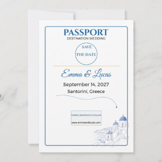 Reisepass Save the Date Santorin Hochzeit