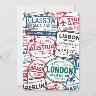 Reisepass-Stempel-Süchtiger Retro-Weltreisender  Einladung