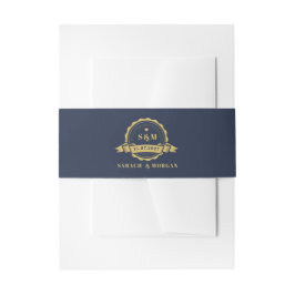Reisepass Zielort Hochzeit Monogramm Navy Blau Einladungsbanderole