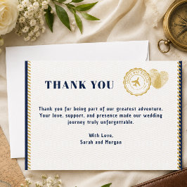 Reisepass Zielort Hochzeit Monogramm Reise Dankeskarte