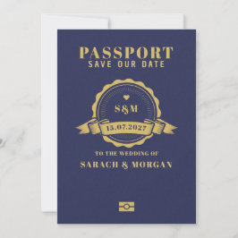 Reisepass Zielort Hochzeit Monogramm Save The Date