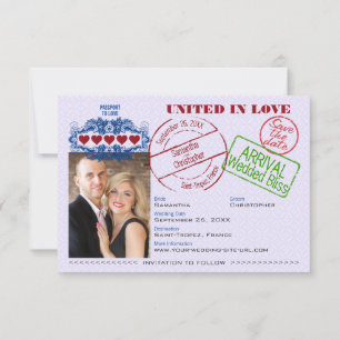 Reisepass zur Liebe Süße Hochzeitsdestination Lila Save The Date