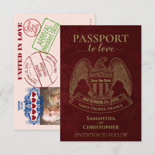 Reisepass zur Liebeshochzeit Whimsical Destination Save The Date