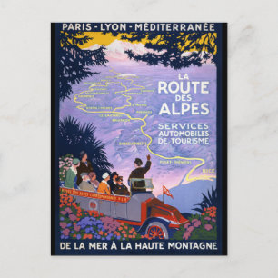 Reiseplakat Alpen Vintage Postkarte