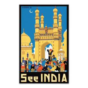 Reiseplakat aus Hyderabad Indien im Vintage-Stil Fotodruck