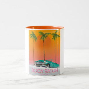 Reiseplakat Boca Raton Florida. Zweifarbige Tasse