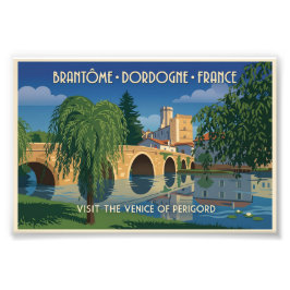 Reiseplakat Brantôme Dordogne Frankreich im Vintag Fotodruck