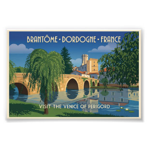 Reiseplakat Brantôme Dordogne Frankreich im Vintag Fotodruck
