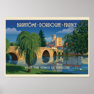 Reiseplakat Brantôme Dordogne Frankreich im Vintag Poster