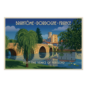 Reiseplakat Brantôme Dordogne Frankreich Vintage Poster