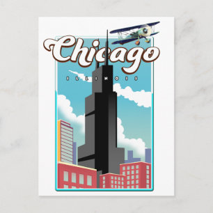 Reiseplakat Chicago Illinois USA Postkarte