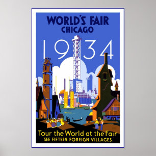 Reiseplakat Chicago World's Fair 3 1934 im Vintage Poster