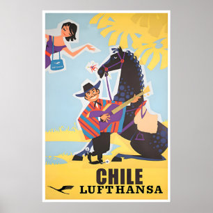 Reiseplakat Chile Vintage Südamerika Druck Poster