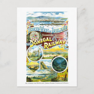 Reiseplakat der Donegal Railway Co. im Vintage-Sti Postkarte
