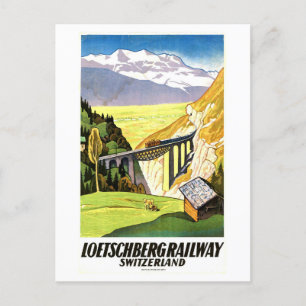 Reiseplakat der historischen Loetschbergbahn Postkarte