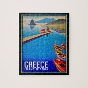 Reiseplakat der Insel Korfu im Vintage-Stil Puzzle