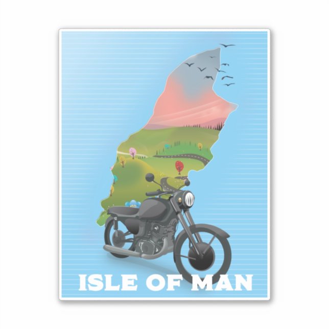 Reiseplakat der Insel Man Motorrad Aufkleber (Vorderseite)