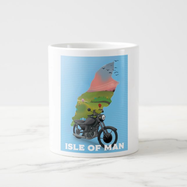 Reiseplakat der Insel Man Motorrad Jumbo-Tasse (Vorderseite)