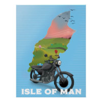 Reiseplakat der Insel Man Motorrad