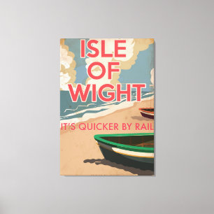 Reiseplakat der Isle of Wight mit alter Lokomotive Leinwanddruck