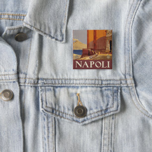 Reiseplakat des Vesuvs und der Bucht von Neapel Button