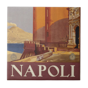 Reiseplakat des Vesuvs und der Bucht von Neapel Fliese